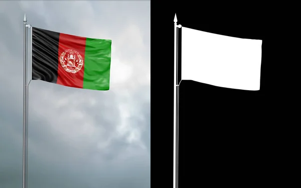 Ilustração Bandeira Estado República Islâmica Afeganistão Movendo Vento Mastro Bandeira — Fotografia de Stock