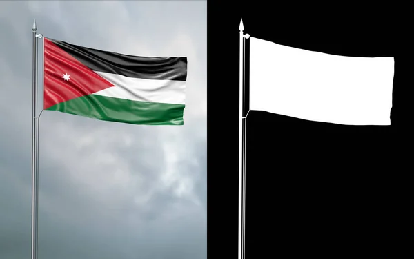 Ілюстрація Державний Прапор Хашимітського Королівства Йордан Руху Вітром Флагштока Перед — стокове фото