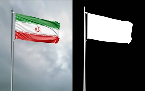Ілюстрація Державний Прапор Ісламської Республіки Іран Руху Вітром Флагштока Перед — стокове фото