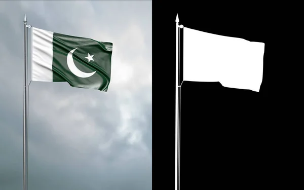 Ілюстрація Державний Прапор Ісламська Республіка Пакистан Руху Вітром Флагштока Перед — стокове фото