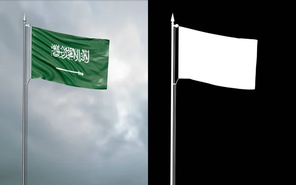 Ілюстрація Державного Прапора Королівство Саудівська Аравія Руху Вітром Флагштока Перед — стокове фото