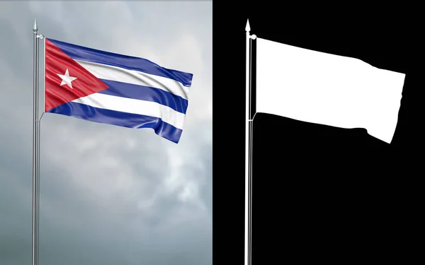 Ilustración Bandera Estatal República Cuba Moviéndose Viento Asta Bandera Frente —  Fotos de Stock