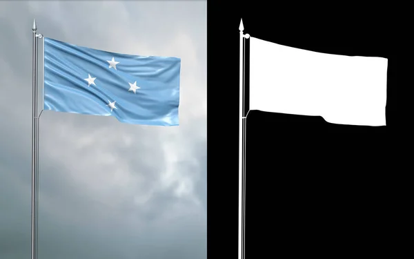 Illustratie Van Vlag Van Federale Staten Van Micronesia Bewegen Wind — Stockfoto