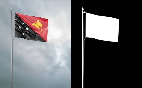 Obrázek Státu Vlajky Nezávislého Státu Papua Nová Guinea Pohybující Větru — Stock fotografie