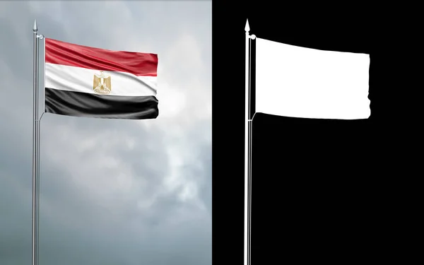 Ilustração Bandeira Estado República Árabe Egito Movendo Vento Mastro Bandeira — Fotografia de Stock