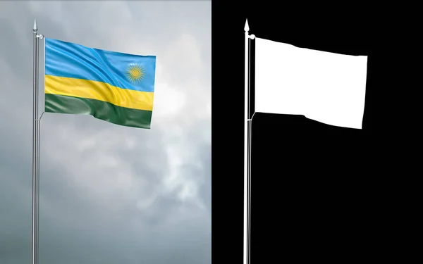 Obrázek Vlajky Státu Rwandské Republiky Pohybující Větru Stožáru Před Gandalfa — Stock fotografie