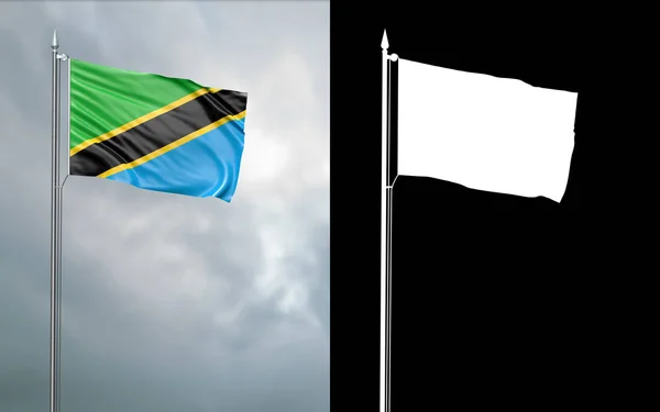 Ilustração Bandeira Estado República Unida Tanzânia Movendo Vento Mastro Bandeira — Fotografia de Stock