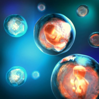 doğmamış bir 3D çizimi bir Dna dizisi ile şeffaf bir kabarcığın içine embriyo genetik olarak değiştirilmiş