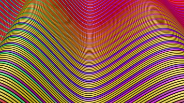 farklı renkli çizgiler dalgalı bir yüzey 3D çizimi yaptı.