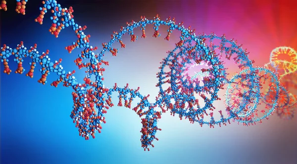 Ілюстрація Ribonicleic Кислота Ланцюга Яких Складається Дезоксирибонуклеїнової Кислоти Або Днк — стокове фото