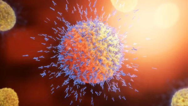 Illustration Antikroppar Som Angriper Virus Cell Blodomloppet — Stockfoto