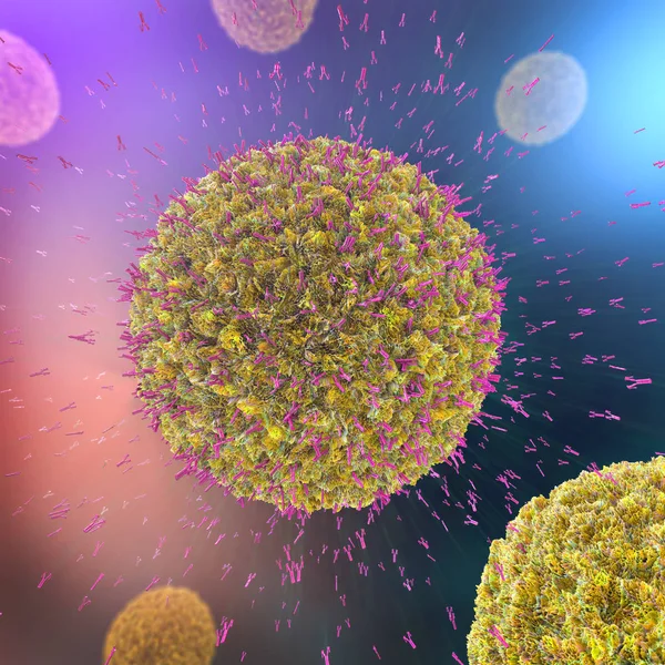 Illustration Antikroppar Som Angriper Virus Cell Blodomloppet — Stockfoto