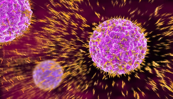 Illustration Antikroppar Som Angriper Virus Cell Blodomloppet — Stockfoto