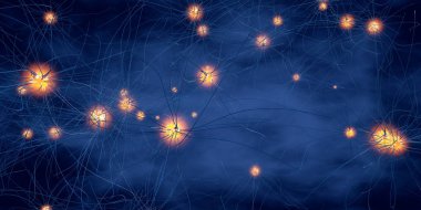 sinaps, nöron veya sinir hücresi verici 3d çizim