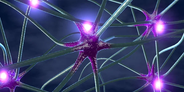 Ilustración Transmisión Sinapsis Neuronas Células Nerviosas —  Fotos de Stock