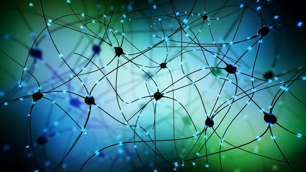 神経細胞ニューロンやシナプス伝達の イラストレーション — ストック写真