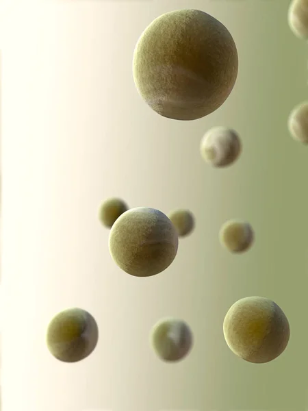 3D illustratie van een close-up van verschillende gekleurde en verschillend formaat bollen voor een kleurverloop — Stockfoto