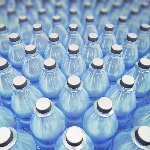 3D-Illustration von Hunderten von Plastiktrinkflaschen, die wild durcheinander auf einem großen Haufen liegen — Stockfoto