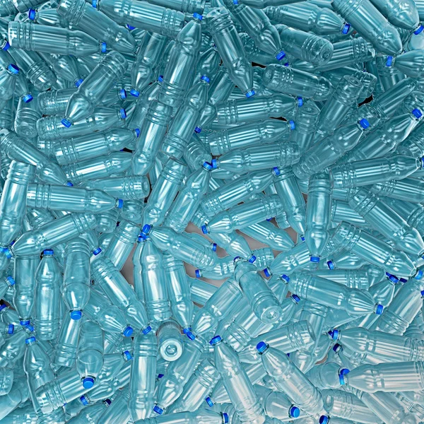 3d illustration of hundreds of plastic drinking bottles wildly mixed up on a big heap — Stock Photo, Image