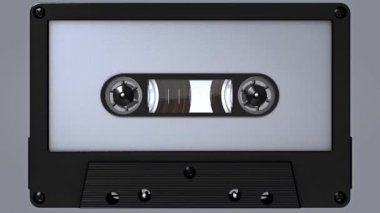 siyah ve beyaz ses kaset bir döngü görüntüleri 3D resimde etiket ve etiket ile