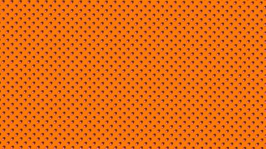 Simetrik olarak dağıtılmış kırmızı beyaz çizgili noktalar veya topları turuncu arka planda-3D illüstrasyon