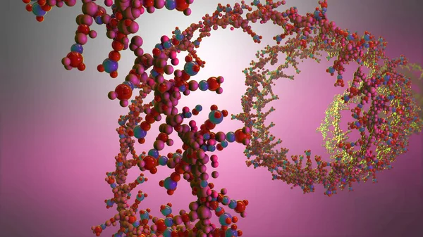 Chaîne d'acide ribonicléique à partir de laquelle l'acide désoxyribonucléique ou l'ADN est composé illustration 3d — Photo