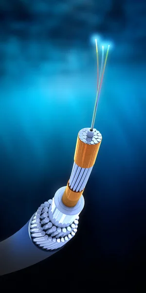 Querschnitt eines Unterwasser-Kommunikationskabels - 3D-Abbildung — Stockfoto