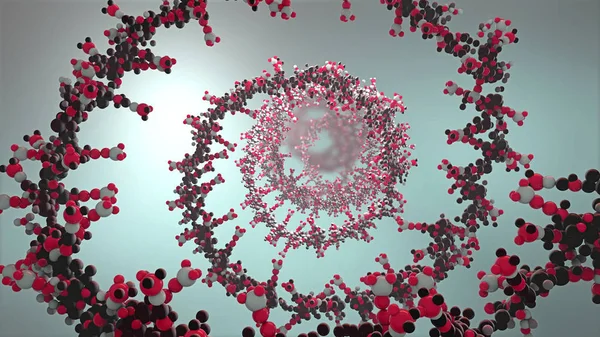Цепочка рибониклеиновых кислот, из которой состоит дезоксирибонуклеиновая кислота или ДНК - 3d иллюстрация — стоковое фото