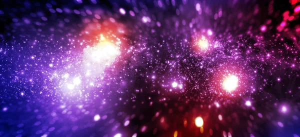Fikcyjne Kolorowe Pole Gwiazd Mgławicami Gwiazdami Musującymi Słońcami Galaktykami Ilustracja — Zdjęcie stockowe