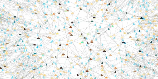 Digital network of connected online cloud storage and user - 3d illustration