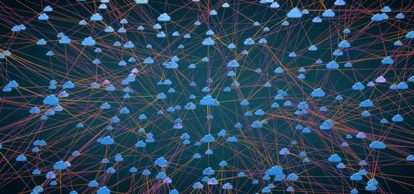 Réseau Numérique Stockage Nuage Connecté Ligne Illustration — Photo