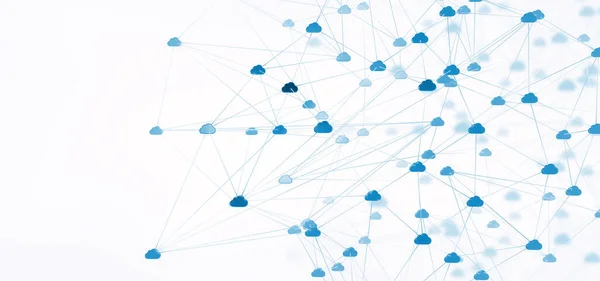 Цифрова Мережа Підключених Хмарних Сховищ Онлайн Ілюстрація — стокове фото