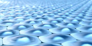 Altıgen hücrelerin hücre desenlerinin çekirdekli kenar görünümü - 3d illüstrasyon