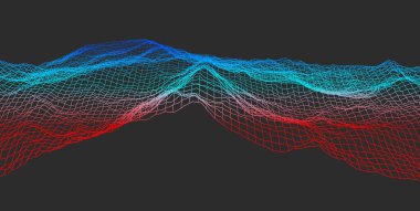 Renkli dağlık bir manzaranın küçültülmüş ve grafik görünümü - 3d illüstrasyon