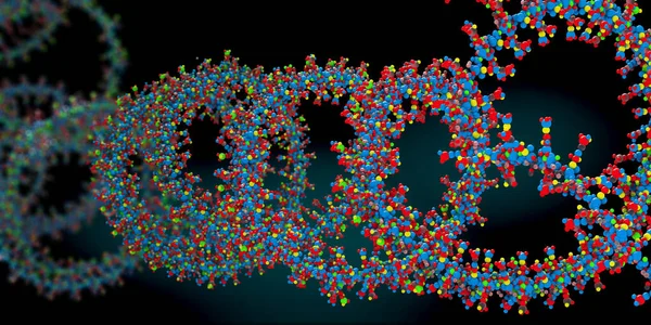 デオキシリボ核酸またはDnaが合成されるリボ核酸鎖 3Dイラスト — ストック写真