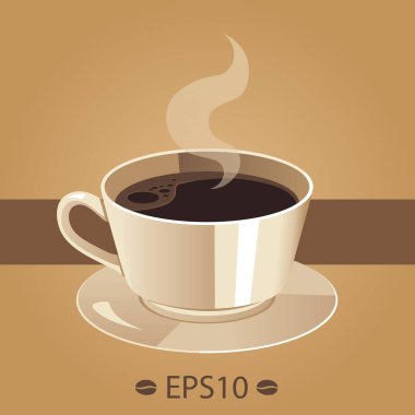 Buharlı sıcak kahve, vektör illüstrasyonu. 