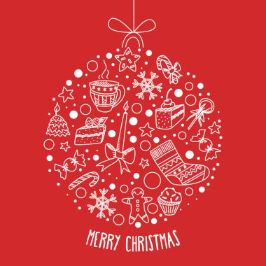 Noel tebrik kartı, vektör illüstrasyonu