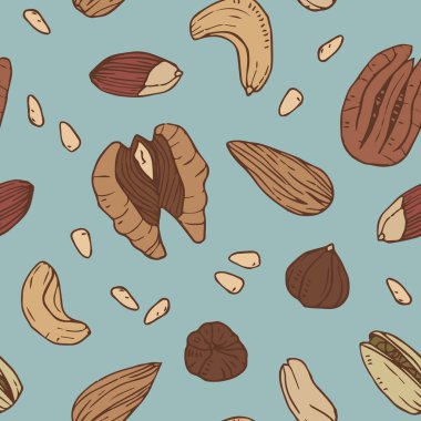 Cevizli kusursuz desen, vektör illüstrasyonu