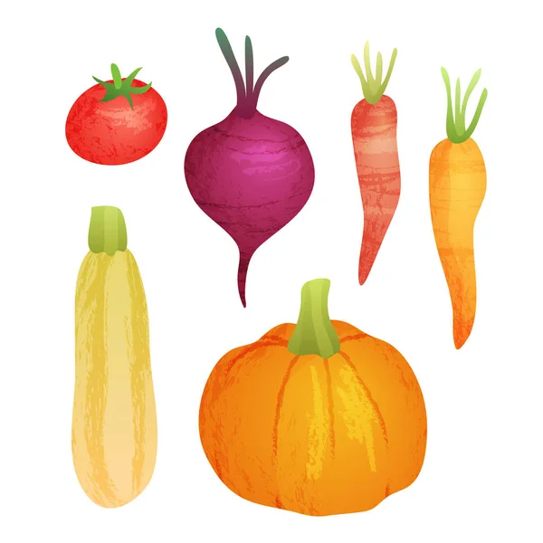 Sett Med Høstgrønnsaker Vektorillustrasjon – stockvektor