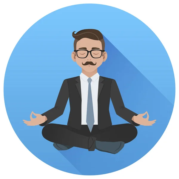 Ilustração Vetorial Homem Negócios Meditação Pose Lótus Com Olhos Fechados — Vetor de Stock