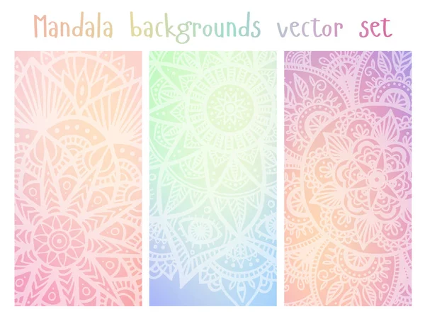 Vertical Set Vector Arabesque Mandalas Illustration Background — Stock Vector