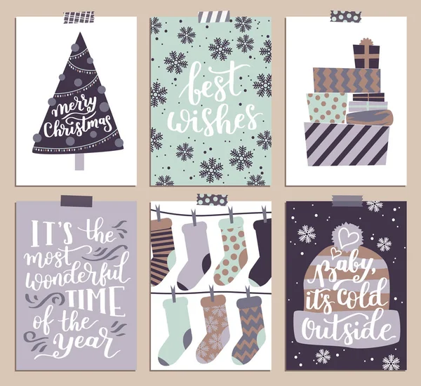 Eski yılbaşı posterleri. Tatil kaligrafik tasarımı