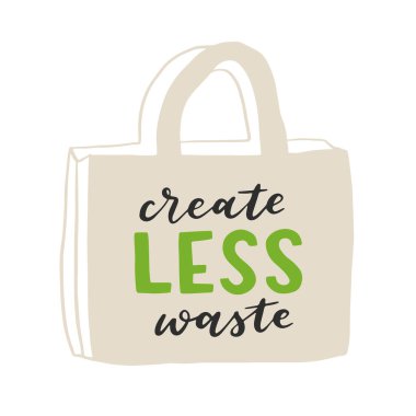 El yazması harflerle çizilmiş çanta. Plastik Özgür Gelecek ve alışveriş ve depolama için bir dizi ürün torbası. Eko mağazası, organik gıda dükkanı, yerel pazar afişi, vejetaryen sitesi için düz stil vektör illüstrasyonu