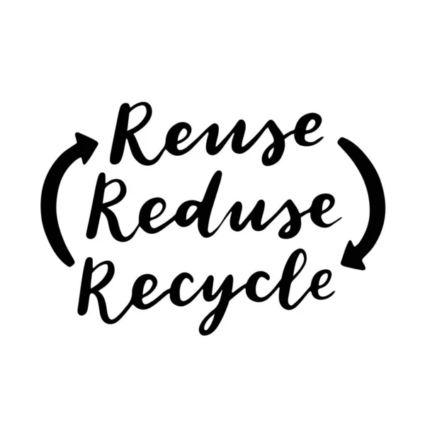 廃棄物ゼロ 生活環境 廃棄物の削減に関する手書きの碑文 白を基調とした黒インク カード パンフレット ポスター Tシャツ マグカップ エコバッグなどに使用できます — ストックベクタ