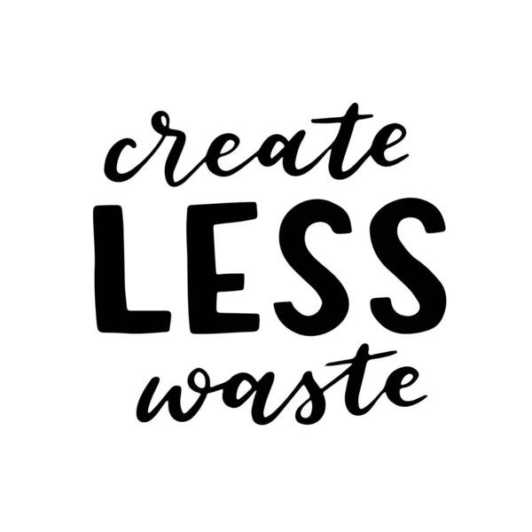 Håndtegnede Inskripsjoner Zero Waste Øko Levende Skaper Mindre Avfall Svart – stockvektor