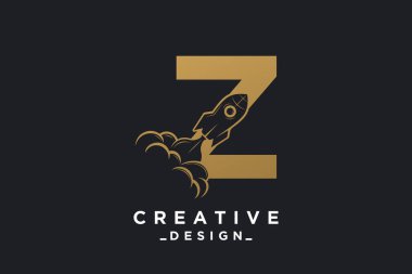 Rocket with letter Z unique logo design Premium Vector