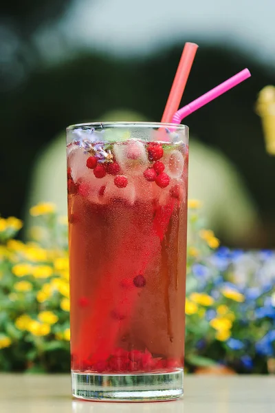 Boisson Froide Été Plein Air Boisson Rafraîchissante Rouge Aux Myrtilles — Photo