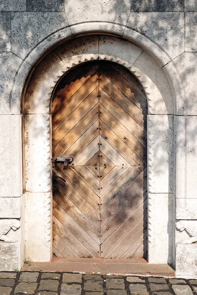 Old Wooden Door Design Rear Entrance Castle Vintage Door Old — Stock Photo, Image