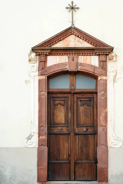 Wooden Door Old Church Vintage Architecture Rear Entrance Old Church — Stock Photo, Image