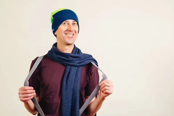 Sonriente Joven Nerd Sobre Fondo Blanco Nerd Gracioso Friki Tienen — Foto de Stock